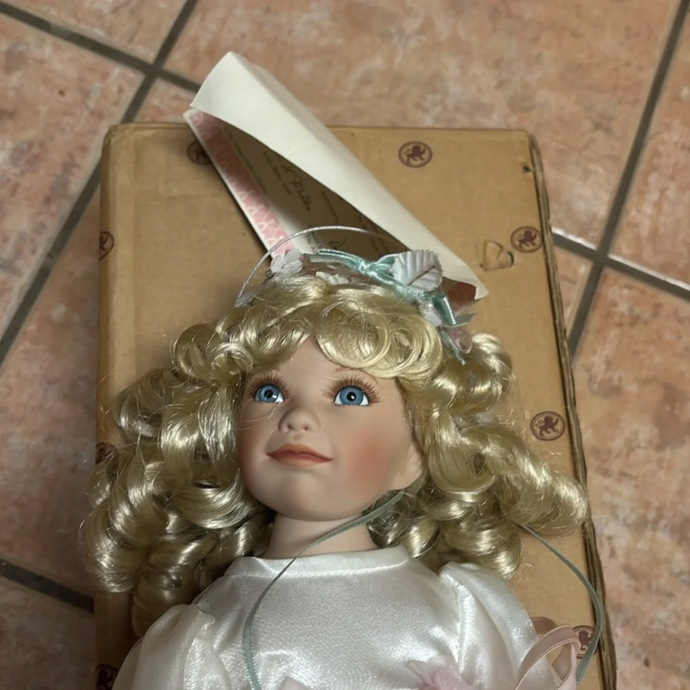 Charming Blonde Doll with Pink and White Dress - Picture 3 of 7